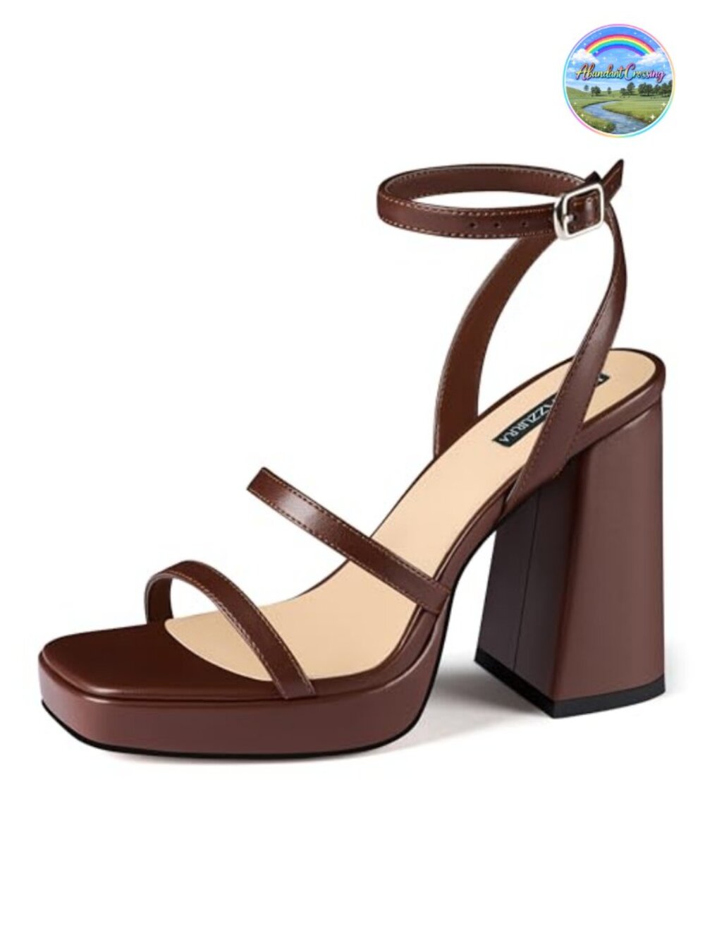 Platform Chunky Heel Faux Leather Strappy Heeled Sandals